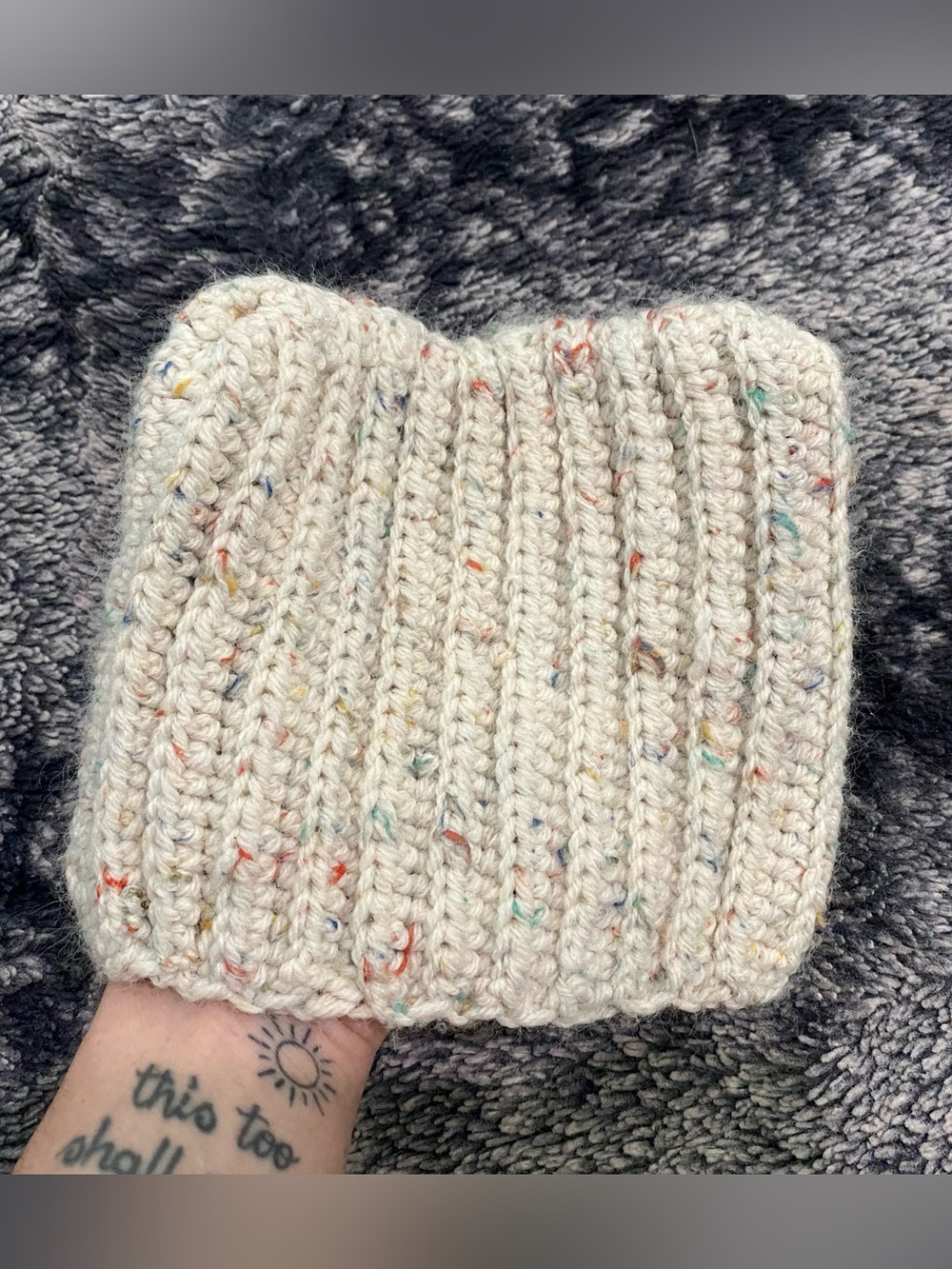 Handmade Unisex Baby 0-6 Months Beige Unisex Crochet Knit Cat Ear Beanie Hat